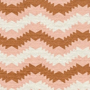 mexican wave in vintage pink and earthy brown on LINEN