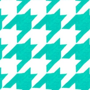 aqua and white houndstooth