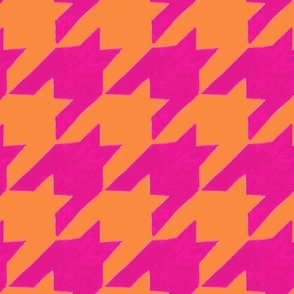 orange and hot pink houndstooth