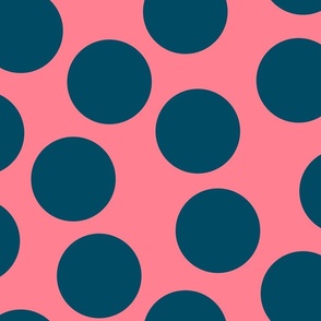 Jumbo large spots in teal on light pink