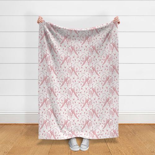 Peacock Jungle of Joy - antique pink toile, medium 