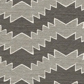 mexican waves - rustic linen on classic zigzag stripe - masculine boys mens