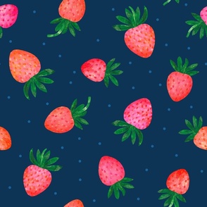 Strawberries, Navy (large)