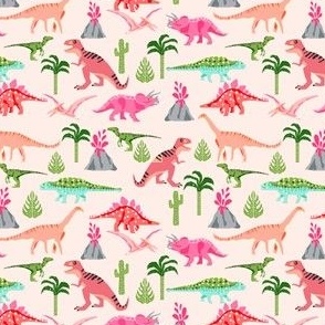Pink Dinosaur Fabric, Wallpaper and Home Decor | Spoonflower