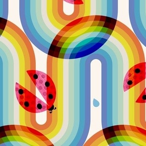 Groovy Rainbow Ladybugs, bright (large)