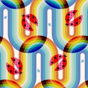 Groovy Rainbow Ladybugs, bright (medium)