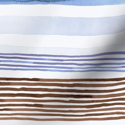 Artistic stripes watercolor Blue Medium