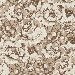 Rose Floral Damask Beige Brown