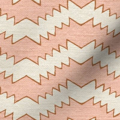 simple boho luxe mexican wave stripe in pink and ginger - linen texture 