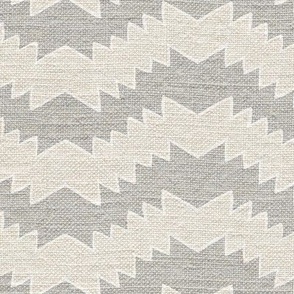 mexican wave - grey chevron zigzag stripe on rustic linen texture