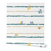 Retro Spring Flowers On Lines Summer Colors 10"