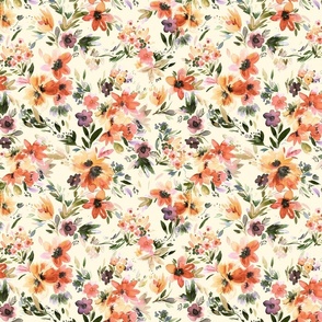 Painterly tropical Florals Ivory Small