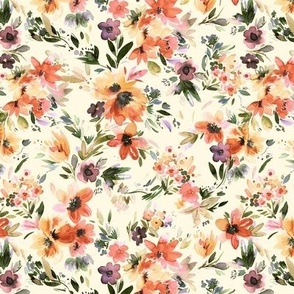 Painterly tropical Florals Ivory Micro