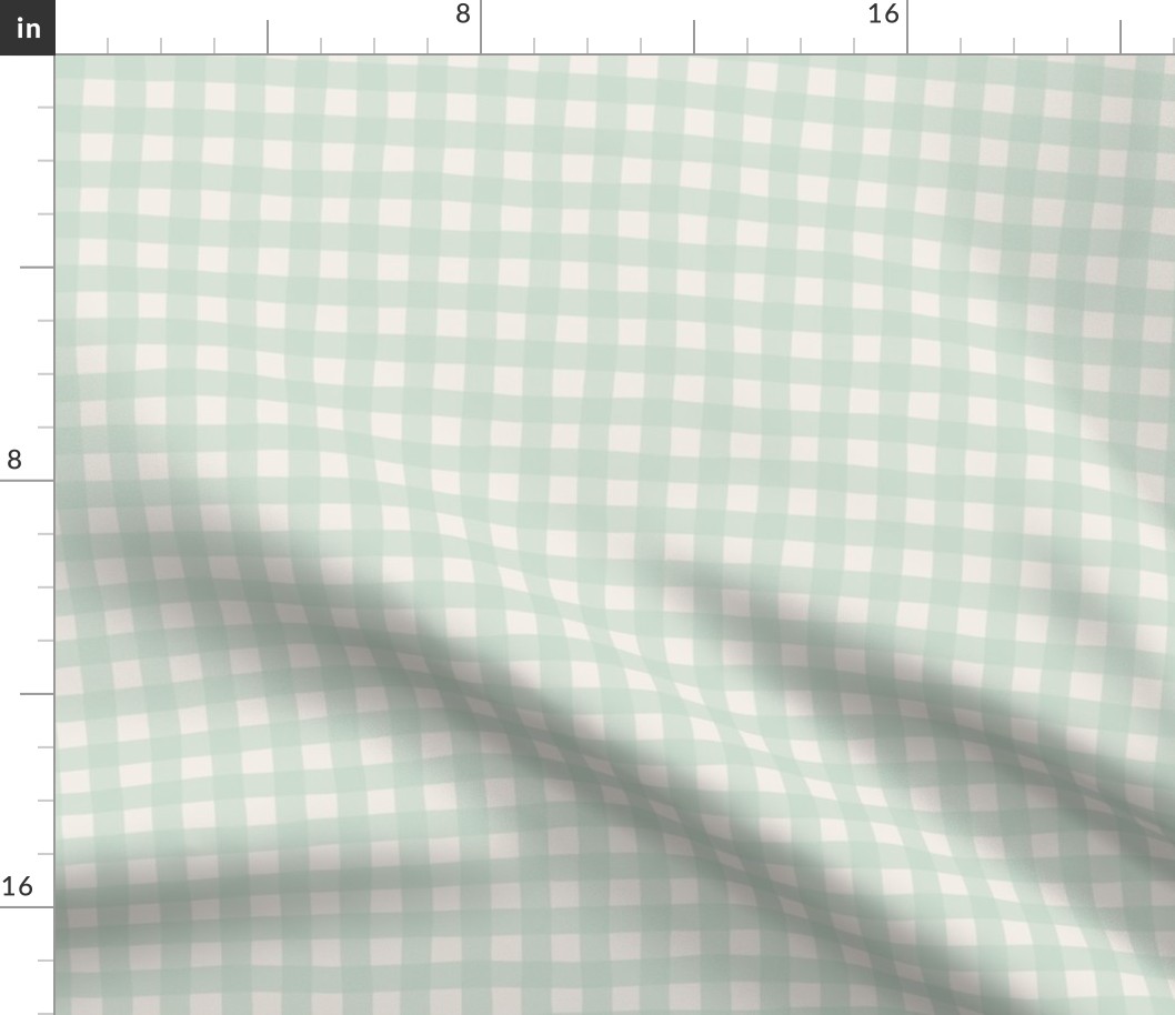 Wavy Gingham -(Bees and Lemons) - Mint