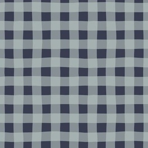 Wavy Gingham (Bees and Lemons) - Navy 