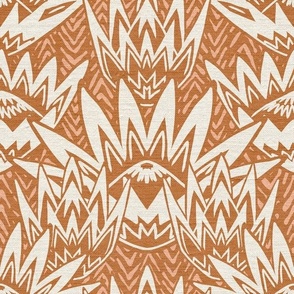African mud cloth bold protea floral motifs RUSTIC LINEN TEXTURE