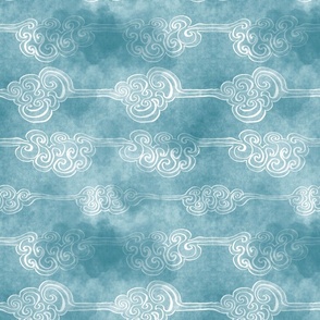 Swirly Clouds -light teal (large scale)