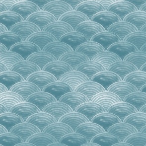 Scallops Watercolor-light teal (large scale)