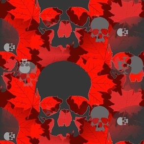 skulls and maple leaves grey