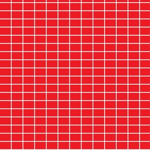 White Windowpane Plaid on Red