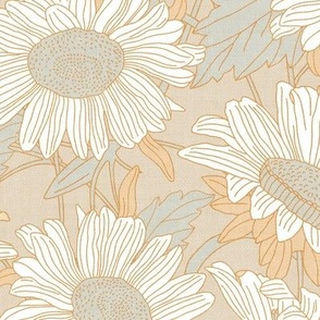 Large Daisies Taupe Large