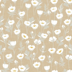 White Buttercups Beige Large