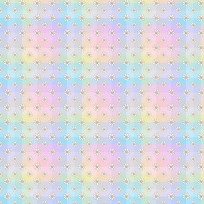 Rainbow Gingham daisy checks pastel small scale by Jac Slade