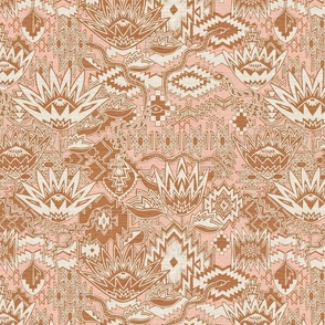 14" repeat AZTEC PROTEAS ikat inspired subtle BLUSH PINK EARTHY textural boho tribal mudcloth