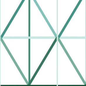 LARGE diamond geo cross check - seaglass green and white