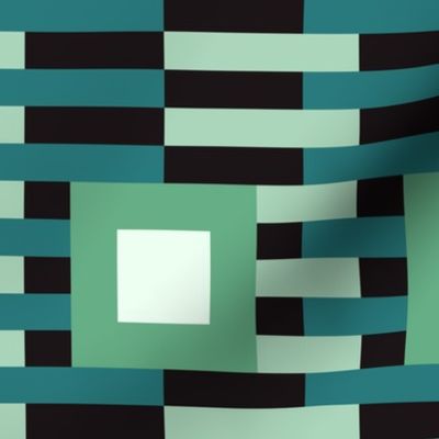 Mid-century bold stripes geometrics black pine green