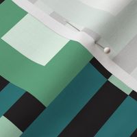 Mid-century bold stripes geometrics black pine green