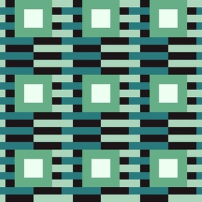 Mid-century bold stripes geometrics black pine green
