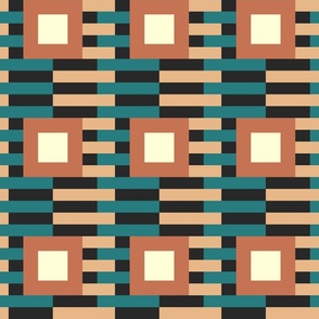 Mid-century bold stripes geometrics teal copper brown