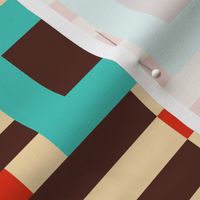 MCM bold stripes geometrics teal brown red