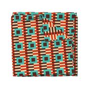 MCM bold stripes geometrics teal brown red
