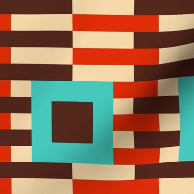 MCM bold stripes geometrics teal brown red