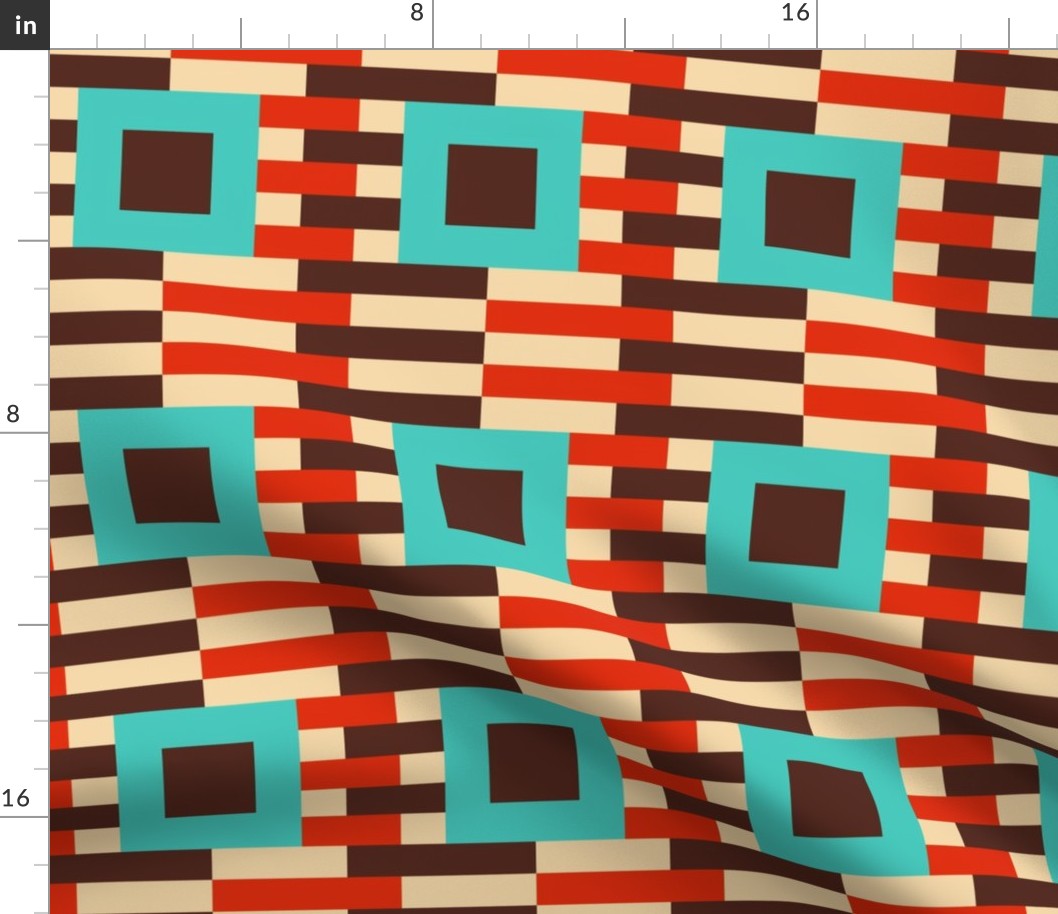 MCM bold stripes geometrics teal brown red