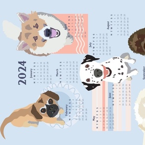 Calendar Dogs 2 Tea Towel 2024