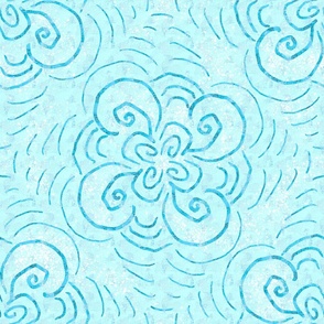 Aqua Floral Swirls