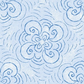 Elegant Blue Floral Swirls