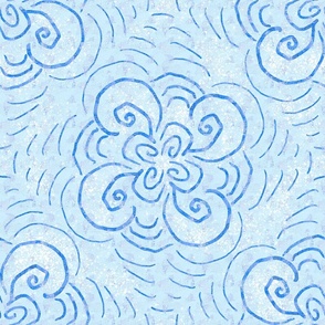 Blue Floral Swirls