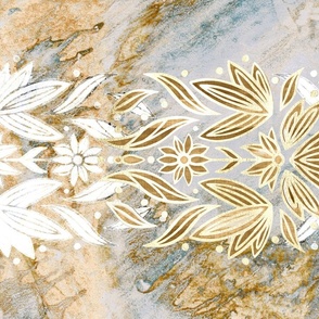 Marble Gold Floral Sequin Art Deco