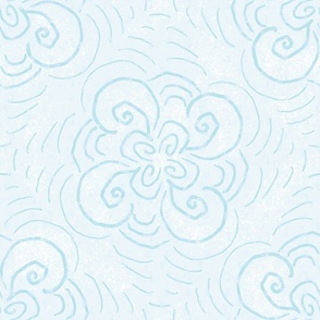 Aqua Pastel Floral Swirls