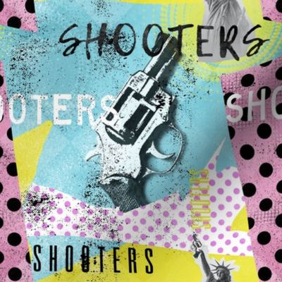 Shooters_normal scale - gun pop art modern rock dots polka classic kinky collage artistic pink retro poster