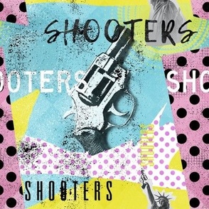 Shooters_normal scale - gun pop art modern rock dots polka classic kinky collage artistic pink retro poster