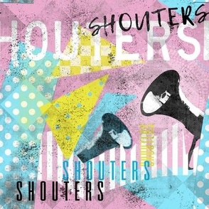 Shouters_normal scale - minimal modern collage art style pink blue patterns textures pop art must have