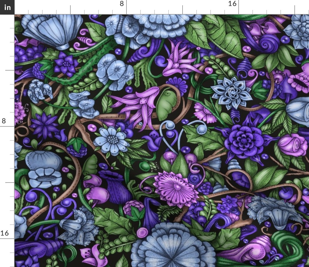 Vines and Flowers—dark purples