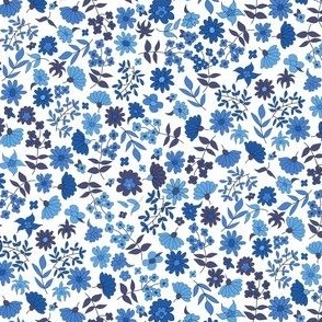 Flower Sketches Risograph Blue Colors