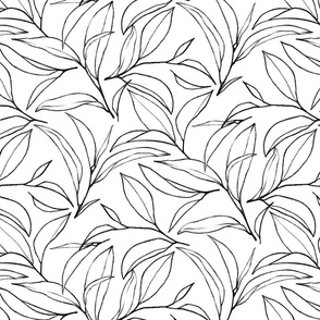 Textured Tea Leaves - black and white 