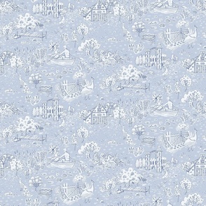 picnic on peacock island toile de jouy | chinoiserie blue | small